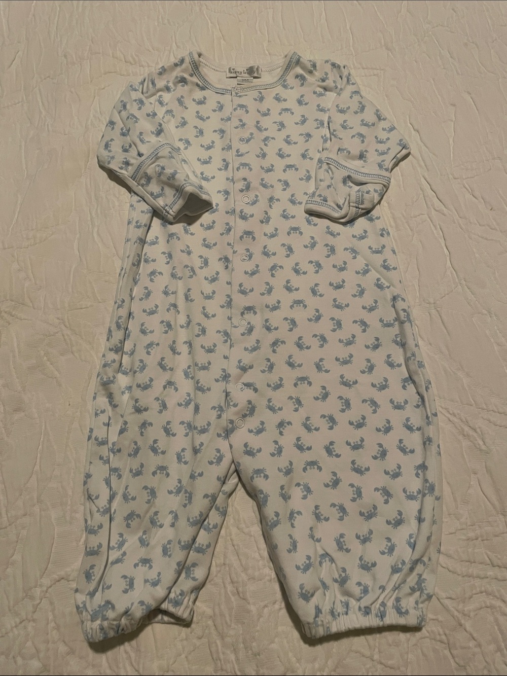 Kissy Kissy White Footie with Light Blue Crab Print
